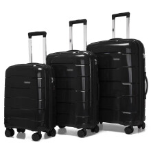 JKSVTF 3 Piece Luggage Set, Hard Shell Lightweight Spinner Suitcase with TSA Lock, Black and White