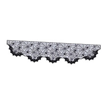 Halloween Fireplace Scarf Black Lace Spiderweb Mantel Decoration with Bats Spooky Reusable Design