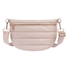 Quilted Puffer Crossbody Bag for Women with Adjustable Strap and AntiTheft Pocket, Lightweight Nylon Fanny Pack for Travel