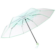 Clear Cherry Blossom Umbrella Windproof Transparent Canopy Compact Travel Folding Design Green