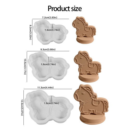 Moule flexible en silicone en forme de cheval, facile à utiliser 2