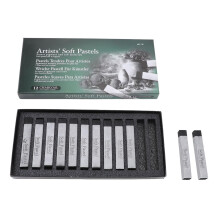 Soft Pastel Set 12 Piece Black Square Pastels for Artists, Rich Pigment and Easy Blending for Art Projects