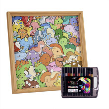 Wooden Coloring Puzzle Cat Shaped DIY Paintable Jigsaw for Pet Lovers Home Decor 3 in 1 Set