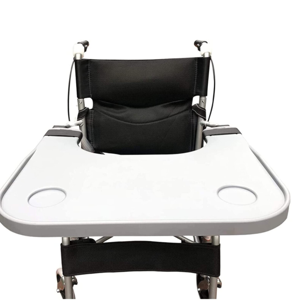 Wheelchair Tray with Dual Cup Holders, Detachable Table for Eating, Durable Universal Fit