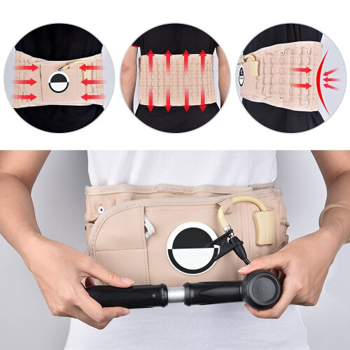 Back Decompression Belt Adjustable Inflatable Lumbar Support for Back Pain Relief Sciatica Beige 1