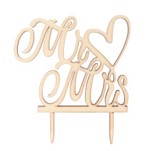Wooden Wedding Cake Topper Rustic Mr and Mrs Design Natural Wood Finish for Bridal Shower or Anniversary