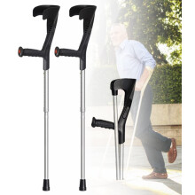 Lightweight Adjustable Folding Forearm Crutches for Adults, Aluminum Open Cuff Walking Support, Black