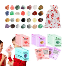 Kids Valentines Day Cards 28PCS Natural Gemstone Classroom Exchange Cards Educational Crystal Gifts for Kids Boys Girls