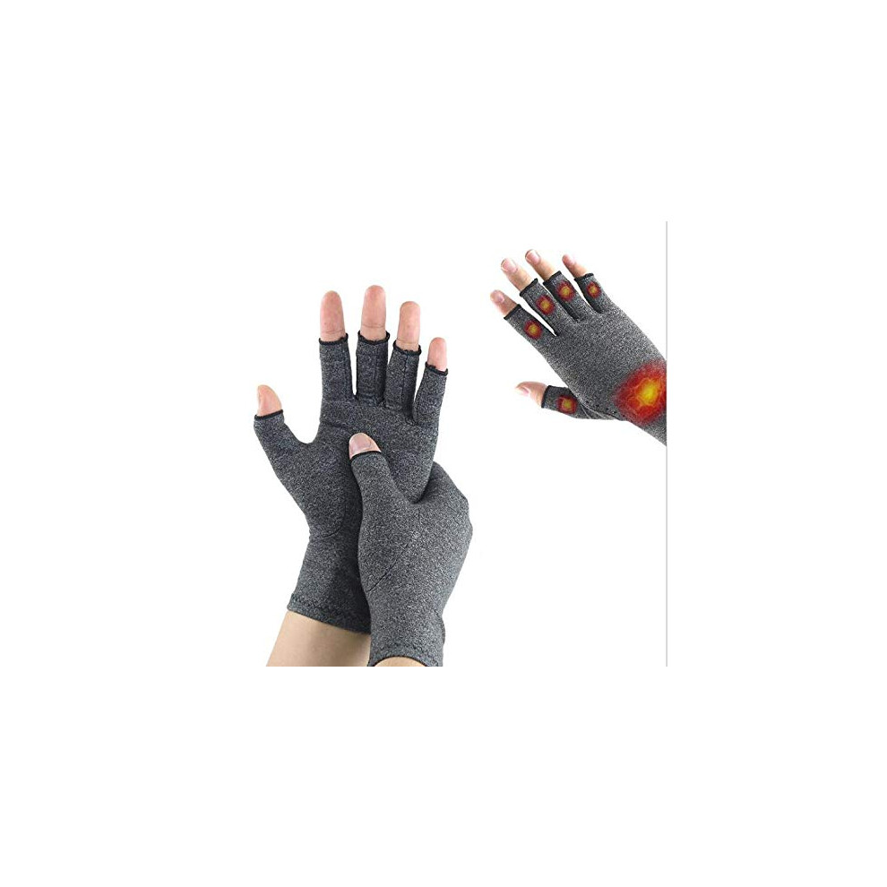 Fingerless Compression Gloves for Arthritis Relief, Breathable Moisture Wicking Support, 1 Pair (L)