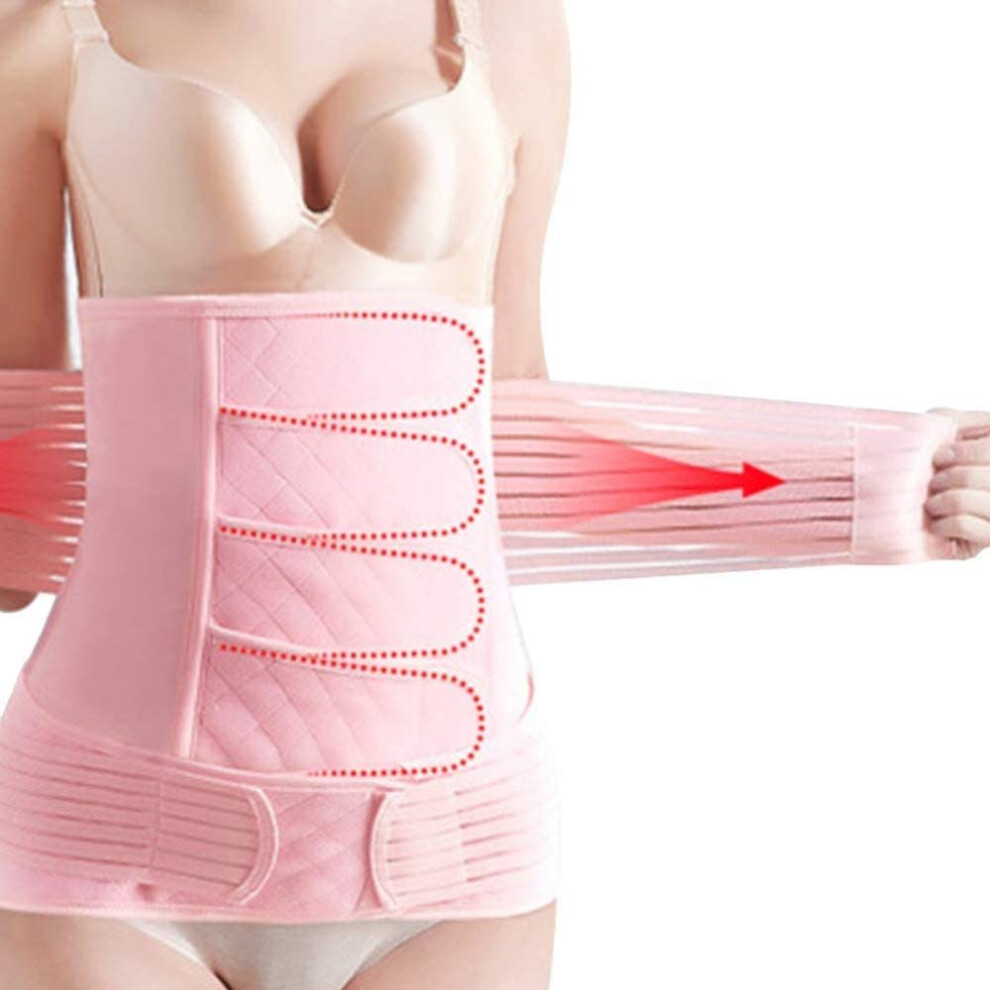 Postpartum Belly Band CSection Recovery Belt Adjustable Compression Support for Women Pink Large