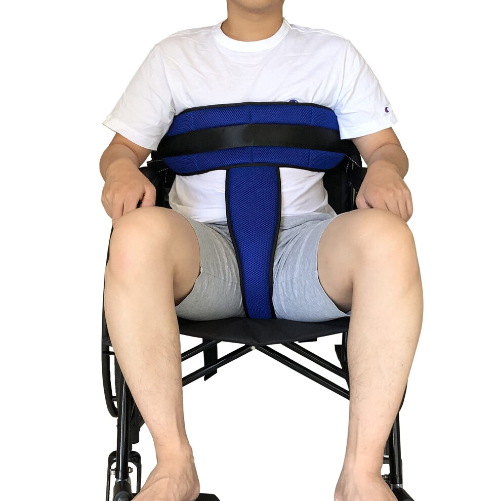 Adjustable Wheelchair Seat Belt Safety Harness with Breathable Mesh Padding and Quick Release Buckle for Elderly Fall Protection