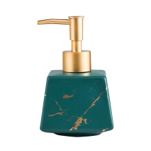 Ceramic Bathroom Dispenser Set Green Refillable Lotion and Soap Pump Bottles Elegant Stylish Accent