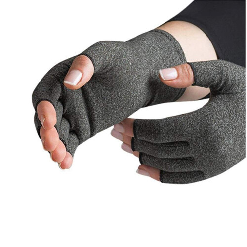 Compression Gloves for Arthritis Relief Men Women, Half Finger Breathable Support, Medium Size 1
