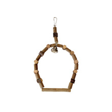 Natural Wood Bird Swing Standing Perch with Bells For-small