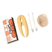 Edelstahl-Krabbenknacker- und Fleischpickel-Set mit-Gelb