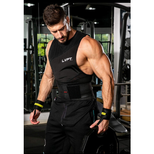 Adjustable Wrist Wraps for Weightlifting with Ergonomic Support and Thumb Loop, Black and Yellow Pair 2