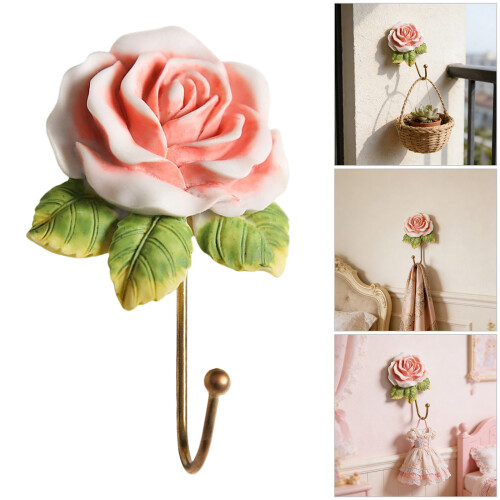 Romance Heart Shape Rose Paint Hook For Keys And-Silver 2