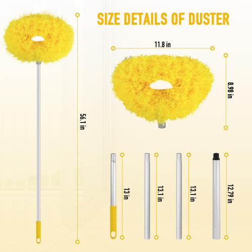 Blue Ceiling Fan Duster with Extendable Pole, DoubleSided Microfiber Blade Cleaner, Washable and Reusable 1