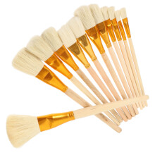 12Piece Paint Brush Set for Acrylic Watercolor and Oil, Wooden Handle Brushes with Precise Control