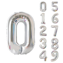 40 Inch Silver Number 0 Balloon, Large Foil Helium Balloon for Birthday or Anniversary Decor