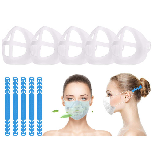5PCS 3D Face Mask Bracket and Strap Extender Set for Comfortable Breathing and Lipstick Protection