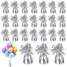 Silver Balloon Weights Pack of 24, Heavy Duty Helium Balloon Anchors for Weddings Birthdays Parties