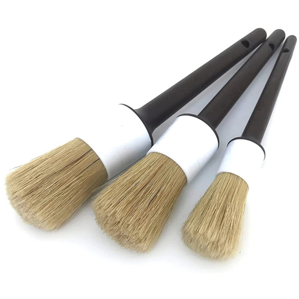 Car Detailing Brush Set With Soft Boar Bristles And Ergonomic Wooden Handle For Interior And Exterior Cleaning 9073542119883