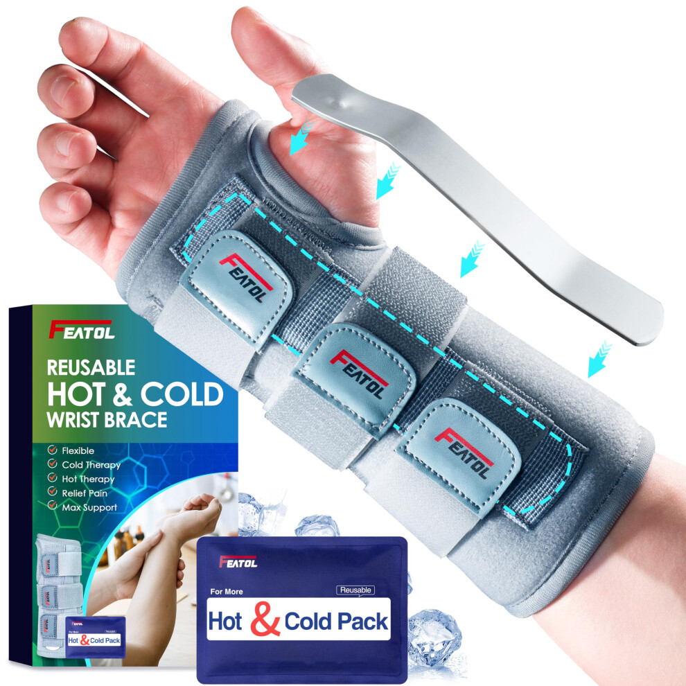 Wrist Brace for Sprained Wrist with Metal Splints, Adjustable Wrist Support Brace for Sleeping