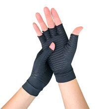 Copper Compression Gloves for Arthritis Pain Relief, Fingerless Non Slip Grip, Unisex Breathable Fit S