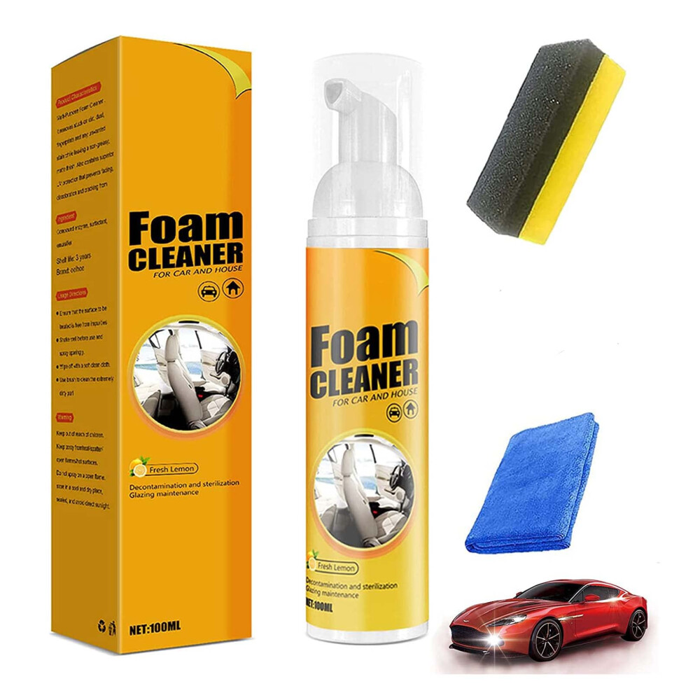 Car Interior Cleaner Foam 100Ml, All Purpose Leather And Plastic Cleaner, Fast Stain Removal Spray 9073542120018