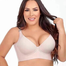 (Skin, 42D) Women Deep Cup Bra Hide Back Fat Bra Full Back Coverage Push Up Sports Bra CN