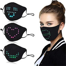 LED Voice Activated Face Mask Rechargeable Glow in the Dark Waterproof Light Up SixColor Party Mask