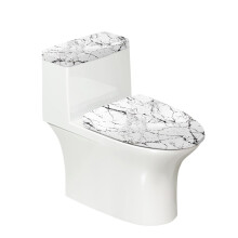 White Marble Toilet Seat Cover 2 Piece Set, Easy Clean Design, Universal Fit, Sophisticated Bathroom Decor