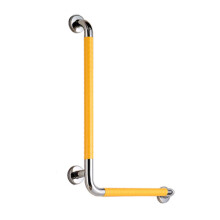 Bathroom Grab Bar for Elderly and Disabled, Anti Slip Wall Mounted Shower Safety Handle, Yellow L Shape 60x35cm
