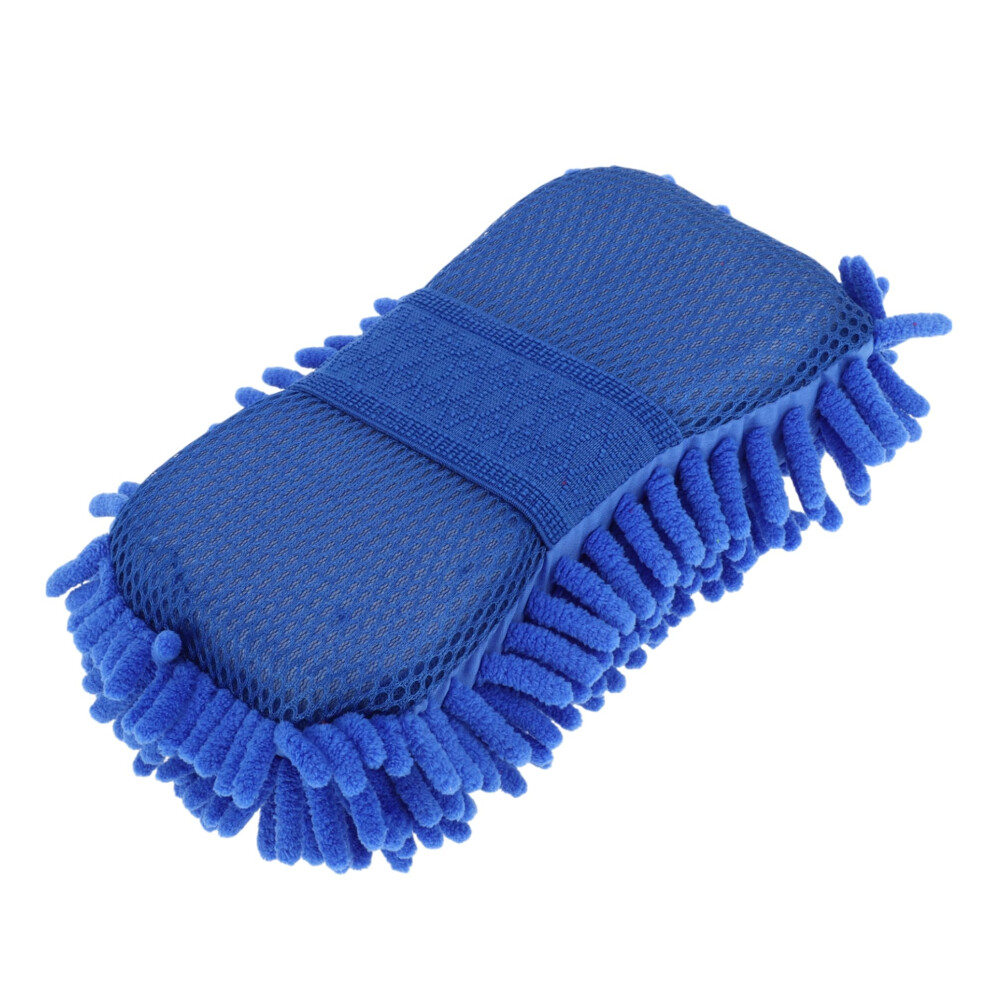Car Wash Mitt Chenille Microfiber Scratch Ultra Absorbent Glove With Elastic Strap Blue 9073542120261