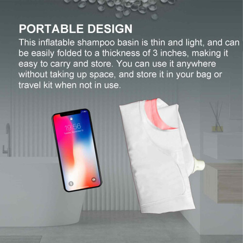 Inflatable Shampoo Basin with Comfortable Neck Support, Leak‑ Drain for Elderly and Disabled 2