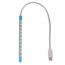 2Pcs USB Computer Light Blue 10-LED Portable Night Lamp Metal Flexible
