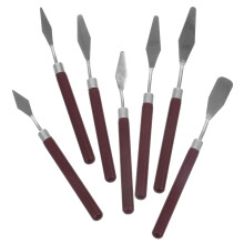 Palette Knife Set with Wooden Handle, 7pcs MultiShape Blades for Artists, Durable Metal Paint Mixing Tools