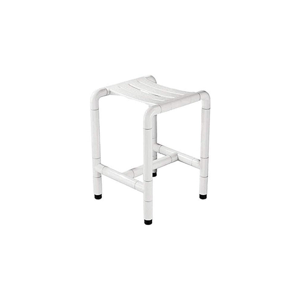 White Adjustable Height Shower Chair For Elderly, Antislip Bath Stool With Durable Stainless Steel Frame,
