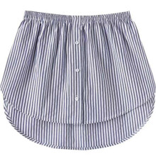 (XL, Blue And White Stripes) Shirt Extenders Layering Fake Top Lower Sweep Shirt Extender Asjustable Mini Skirt For Women