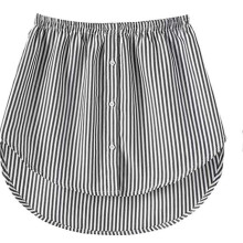 (XL, Black And White Stripes) Shirt Extenders Layering Fake Top Lower Sweep Shirt Extender Asjustable Mini Skirt For Women