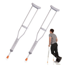 Aluminum Underarm Crutches for Adults, Ergonomic Padding and AntiSlip Rubber Feet, Adjustable Height, Grey Large