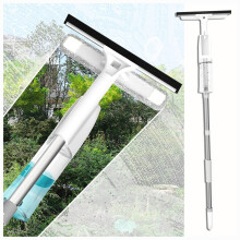 3 in 1 Window Cleaning Kit with 48inch Extendable Pole, Built‑in 500ml Sprayer and Microfiber Pad