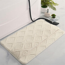 Non Slip Bath Mat for Bathroom 24x35 Soft Absorbent Quick Dry Rug Machine Washable Beige