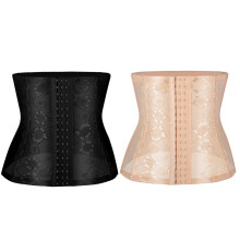 Breathable Waist Trainer for Women with Adjustable Compression Fit and Posture Support Design, Beige+Black 2pcs XXXXL