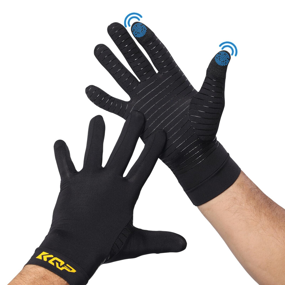 Copper Infused Compression Gloves for Arthritis Pain Relief, 2 Pairs with Targeted Hand Support