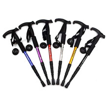Shock Absorbing Trekking Poles with Ergonomic LShaped Handle, Lightweight Aluminum Walking Stick Golden