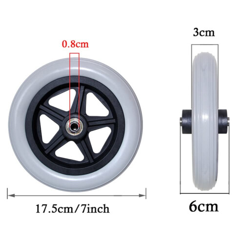 7 Inch Wheelchair Front Wheels, Solid PU Caster Set with 360 Smooth Rotation and Easy Installation 1