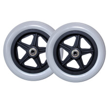 7 Inch Wheelchair Front Wheels, Solid PU Caster Set with 360 Smooth Rotation and Easy Installation