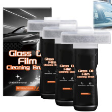 Car Glass Cleaner with Brush, Windshield Oil Film Remover for Clear Visibility, Easy One‑Step Use (3 Black)